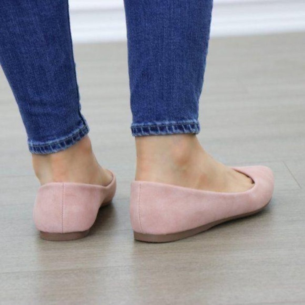 Dusty Pink Pointy Toe Flat Shoe Nubuck - Picture 3 of 6